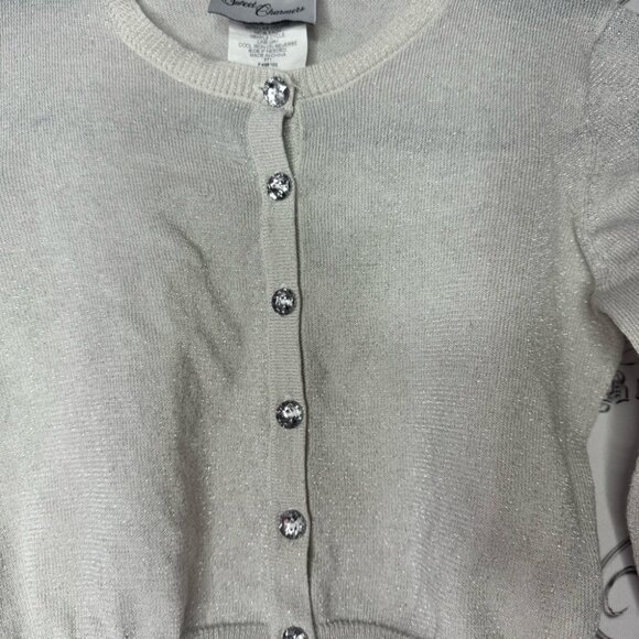 Sweet charmers cardigan cropped sparkle diamond buttons white silver crystals - Picture 10 of 10